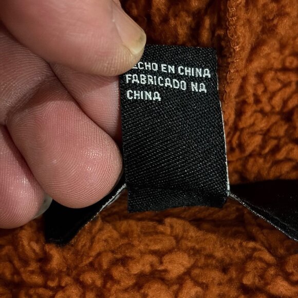 Rust Brown Forever 21 Sherpa Fleece Hoodie Jacket L - Picture 4 of 6